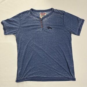 Tokyo Laundry Shatter Distressed Washed Blue Mens Tee Size XL